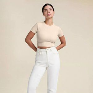 Nuuds Baby Tee in Bone | Ribbed Crop Tee